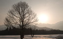 雪原と五龍岳の夕景-晩冬の白馬深空にて
